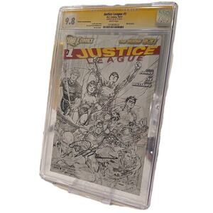 Justice League #1 CGC SS 9.8 1:200 Sketch Variant New 52 2011 Signed By Jim Lee
